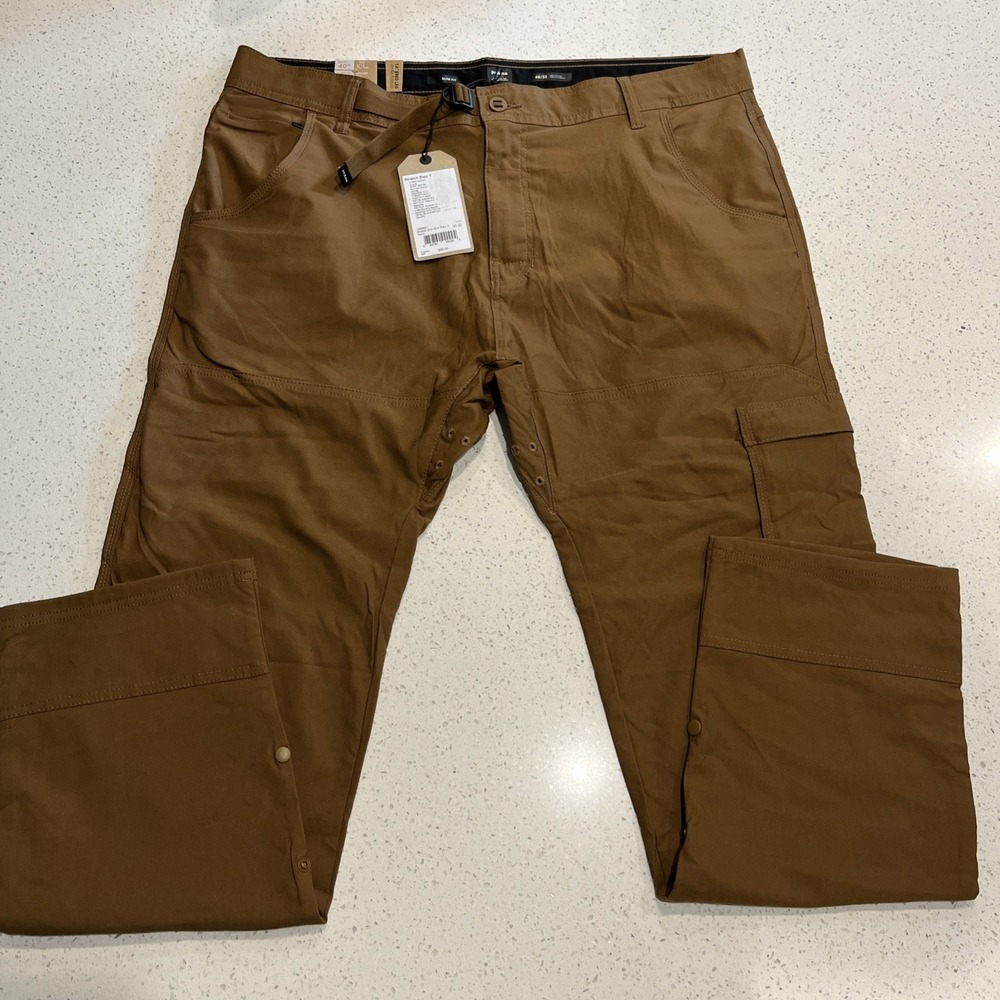 NEW Prana Zion II Pants 40/32 Stretch Slim Fit Tapered Cargo Sepia Brown